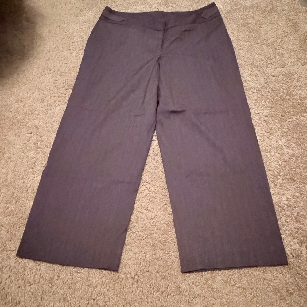Worthington Modern Fit Herringbone Wide Leg Dress Pants Grey Size 4